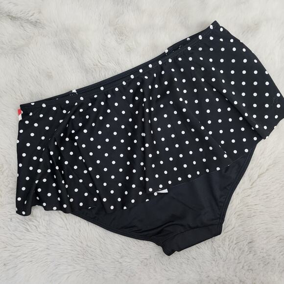 NEW Spanx Black Polka Dot Flirty Skirted Ruffle Swim Bottom - Picture 9 of 9